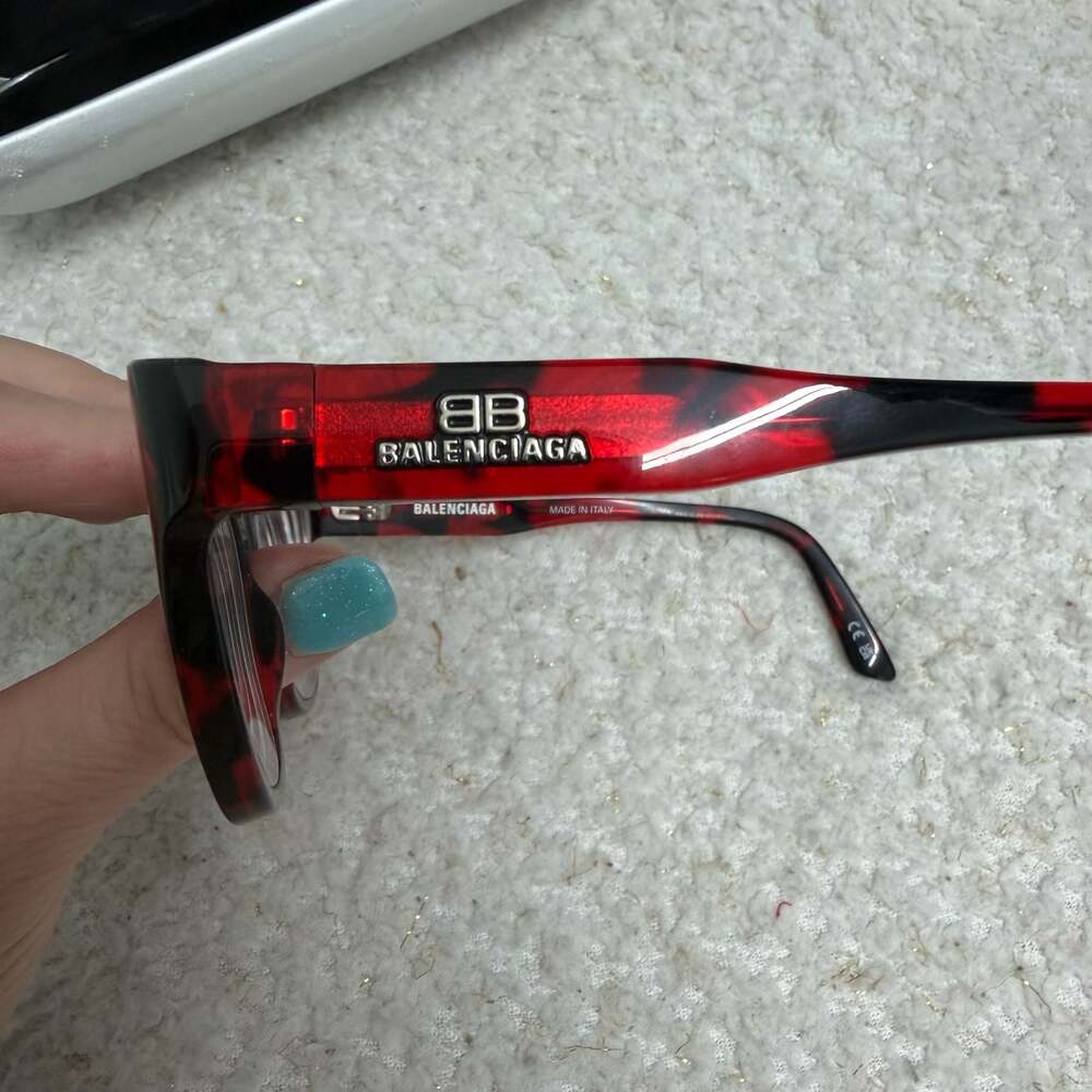 Balenciaga BB0213O 003 Red Tortoiseshell Cat Eye Eyeglasses 53-17-135 Seller Own - Picture 2 of 13